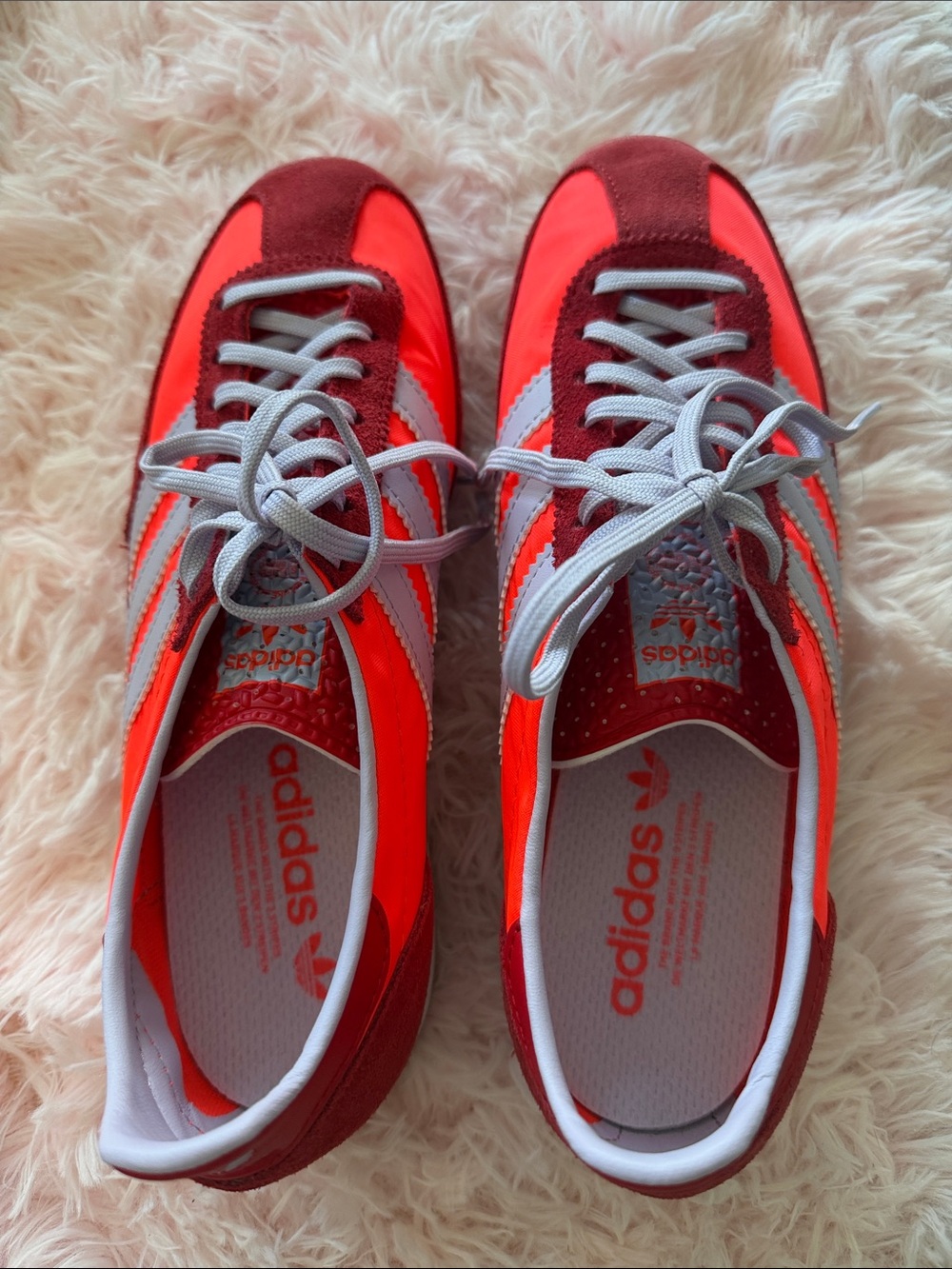 Adidas Bright Red and Gray Retro Low-Top Sneakers